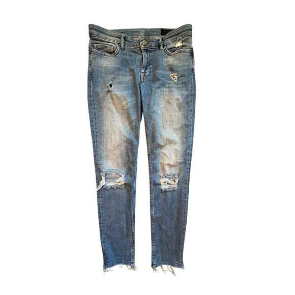 ALL SAINTS Jeans Womens Size 28 White Mast Ankle Destroy Low Rise Frayed Hem - Picture 2 of 8